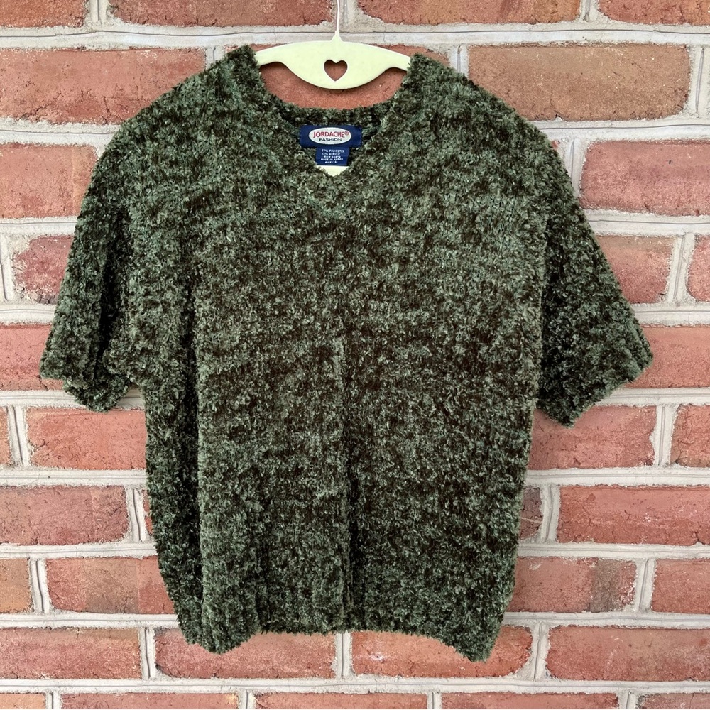 Hunter Green Jordache knit sweater cropped style size large